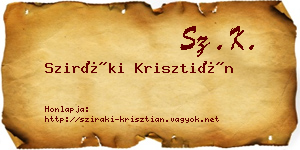 Sziráki Krisztián névjegykártya